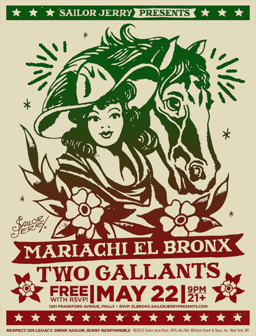 Sailor Jerry Presents: Mariachi El Bronx & Two Gallants / 9pm, Tuesday, May 22nd / 1201 Frankford Avenue, Philly / 21+ / Free with RSVP